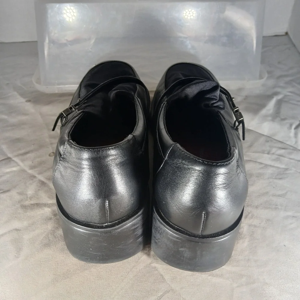 Croft & Barrow Monika Loafers 9M Black Chunky Wedge Mary Jane Goth Officecore